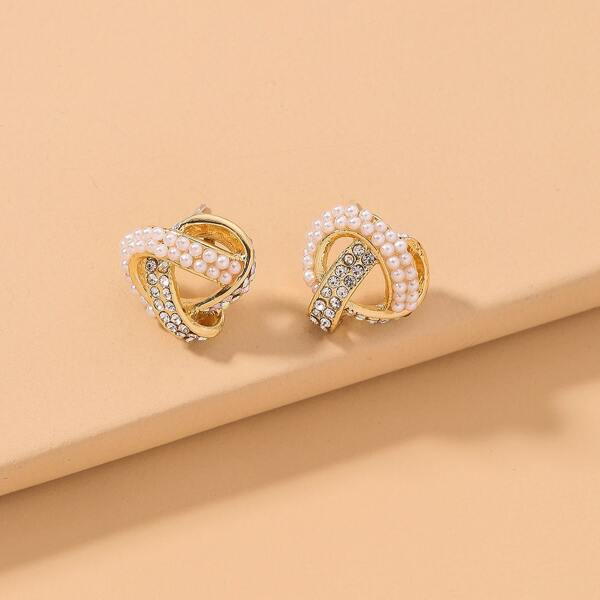

Faux Pearl Decor Stud Earrings, Gold