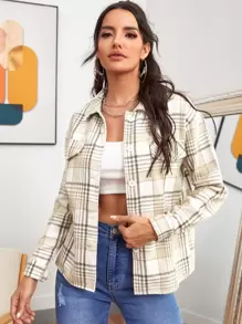 plaid button up jacket