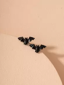 Pendientes con tachuela con murciélago - Negro - Ver 1