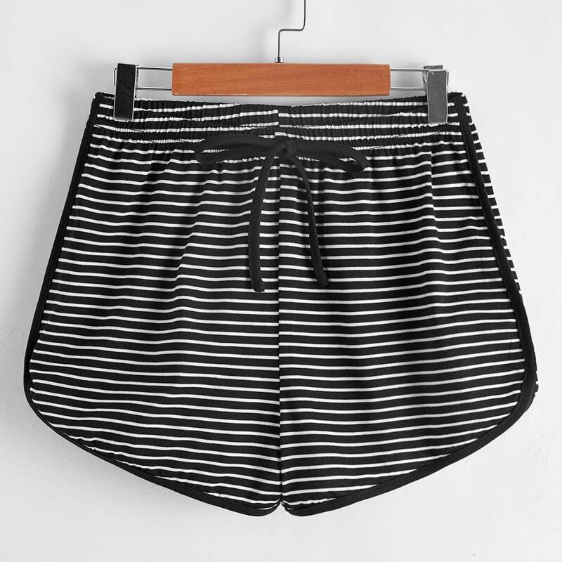 

Striped Print Dolphin Shorts, Black and white