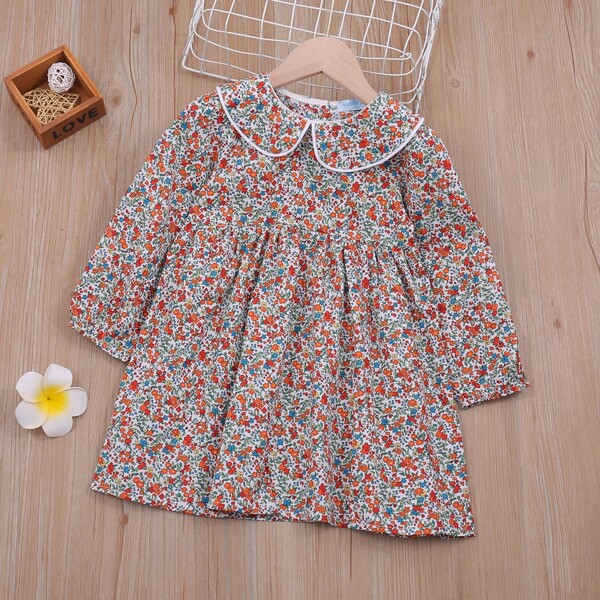 

Toddler Girls Ditsy Floral Peter Pan Collar Smock Dress, Multicolor