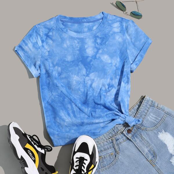 

Tie Dye Crew Neck Tee, Blue