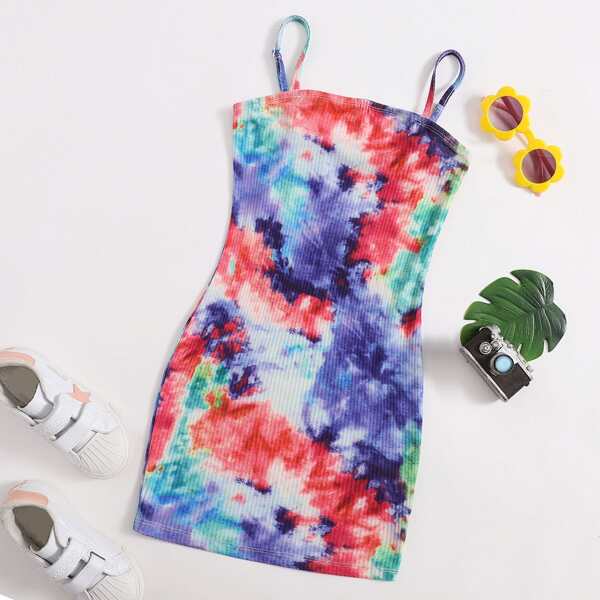 

Girls Tie Dye Rib-knit Dress, Multicolor