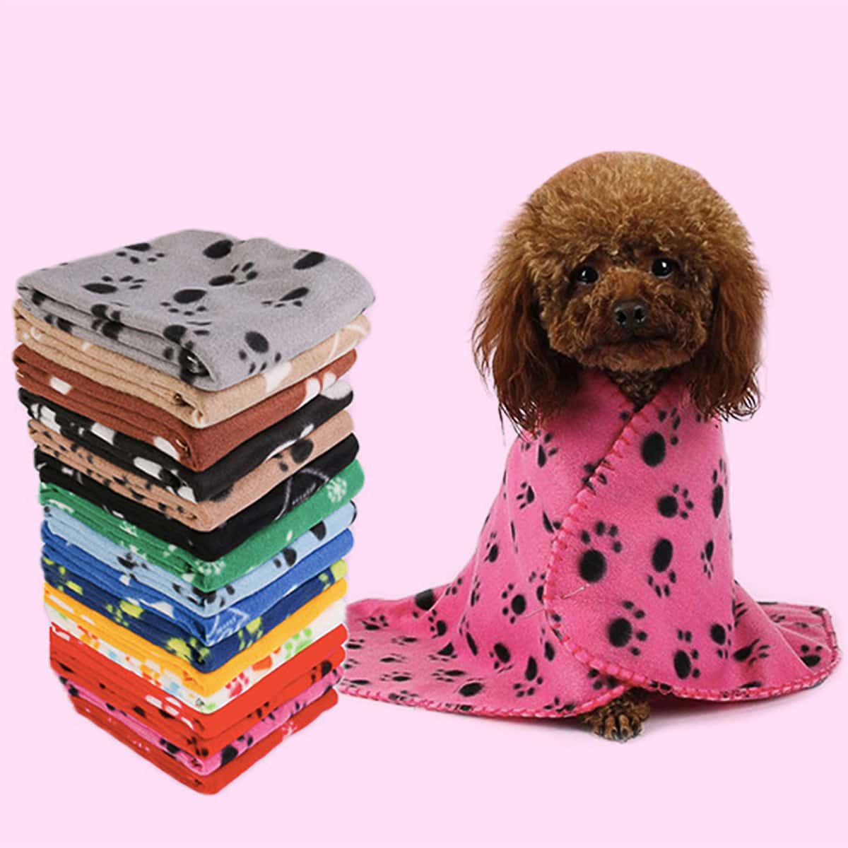 

1pc Random Color Footprint Dog Blanket, Multicolor