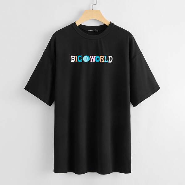 

Letter Graphic Drop Shoulder Tee, Black