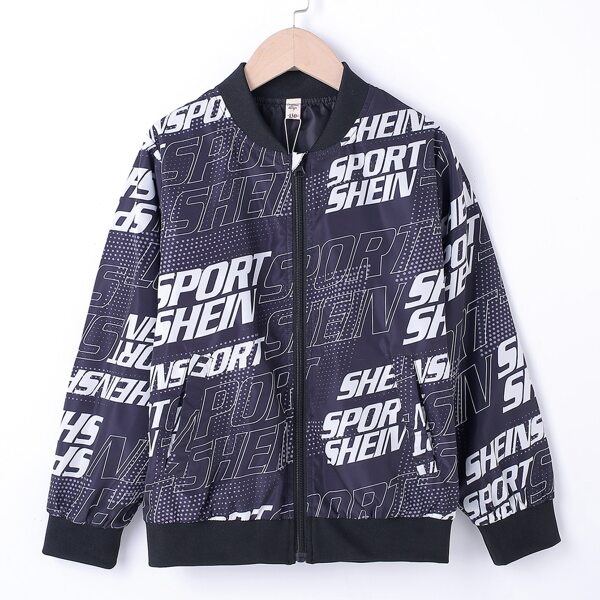 

Toddler Boys Allover Letter Zip Up Bomber Jacket, Multicolor