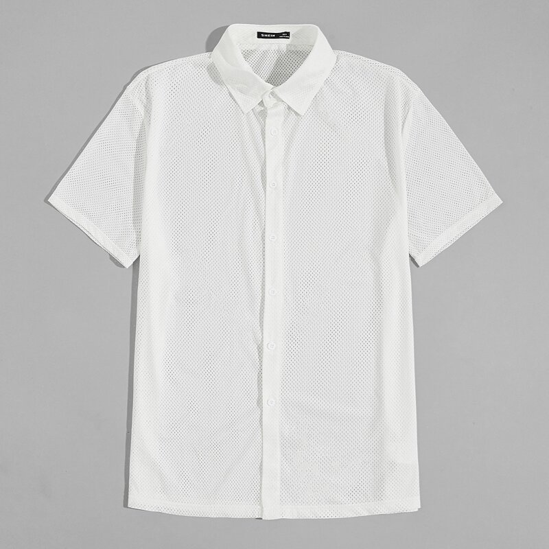 

Guys Solid Sports Mesh Shirt, White