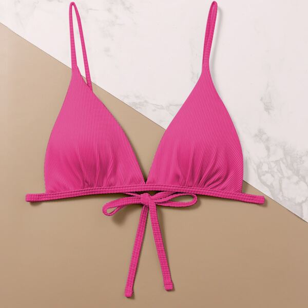 

Rib Triangle Bikini Top, Hot pink