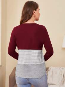 SHEIN Maternity Zip Detail Colour Block T-shirt - Multicolor - View 3