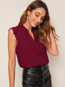 SHEIN 西裝領緹花蕾絲邊上衣 - 紫紅色 - 查看 4