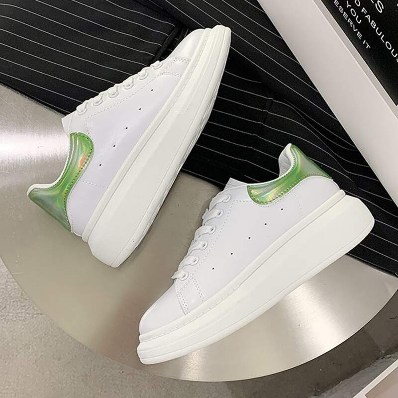 

Lace-up Front Skate Sneakers, White