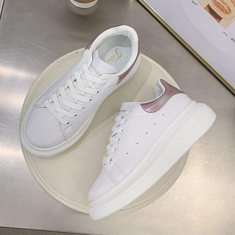 

Lace-up Front Skate Sneakers, White