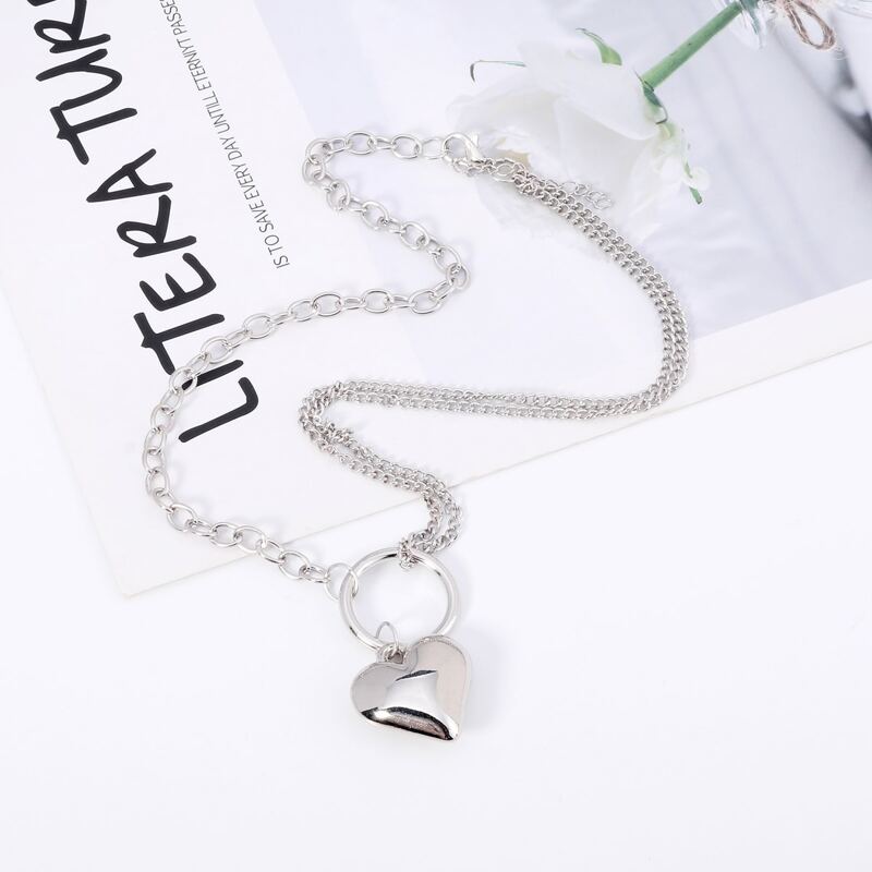 

Heart Pendant Necklace, Silver