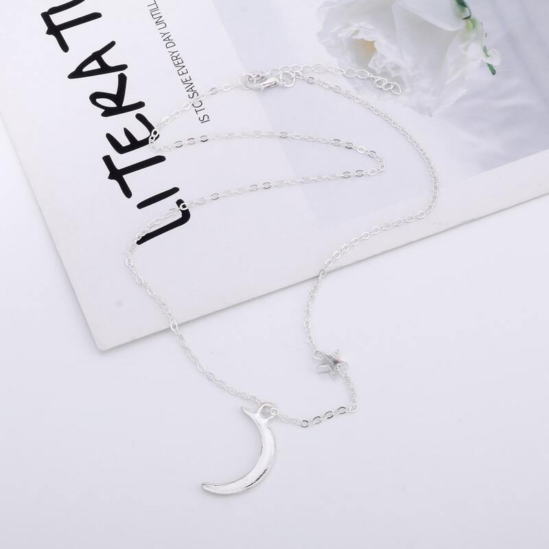 

Moon Pendant Necklace, Silver