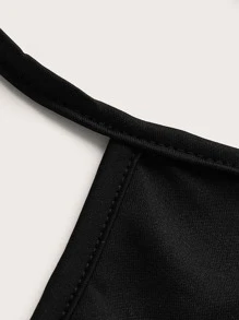 SHEIN Unity Tie Hem Crop Halter Top - Black - View 3