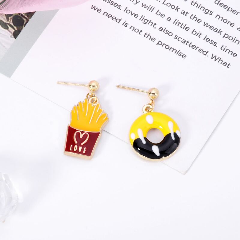

French Fries & Donuts Drop Earrings, Multicolor