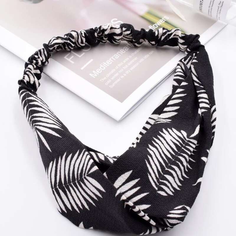

palm Pattern Headband, Black and white