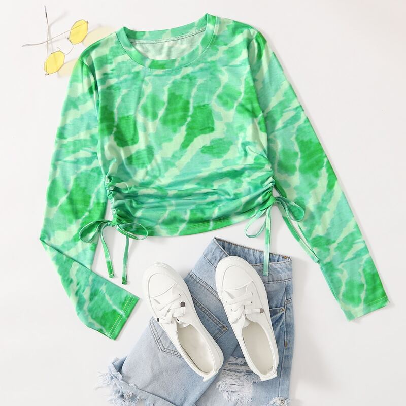 

Tie Dye Drawstring Side Tee, Multicolor