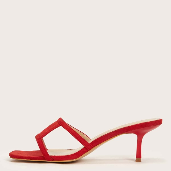 

Open Toe Stiletto Heeled Mules, Red
