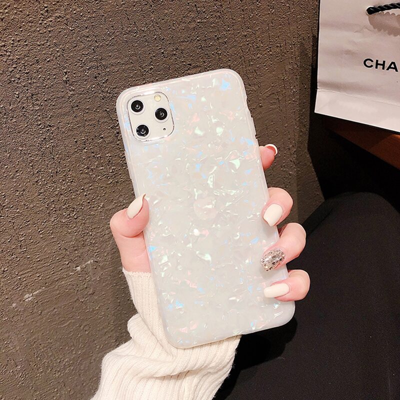 

1pc Holographic Marble iPhone Case, Multicolor