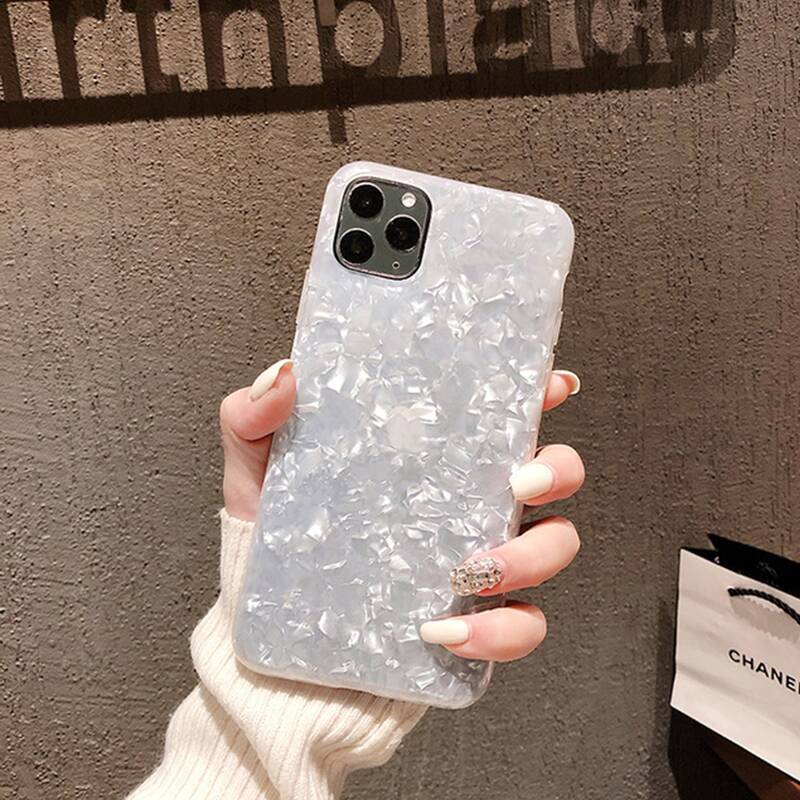 

1pc Marble iPhone Case, White