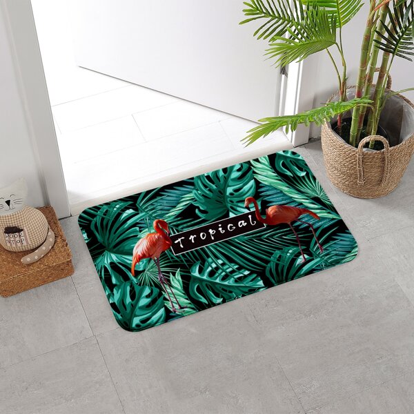 

1pc Leaf Print Carpet, Multicolor