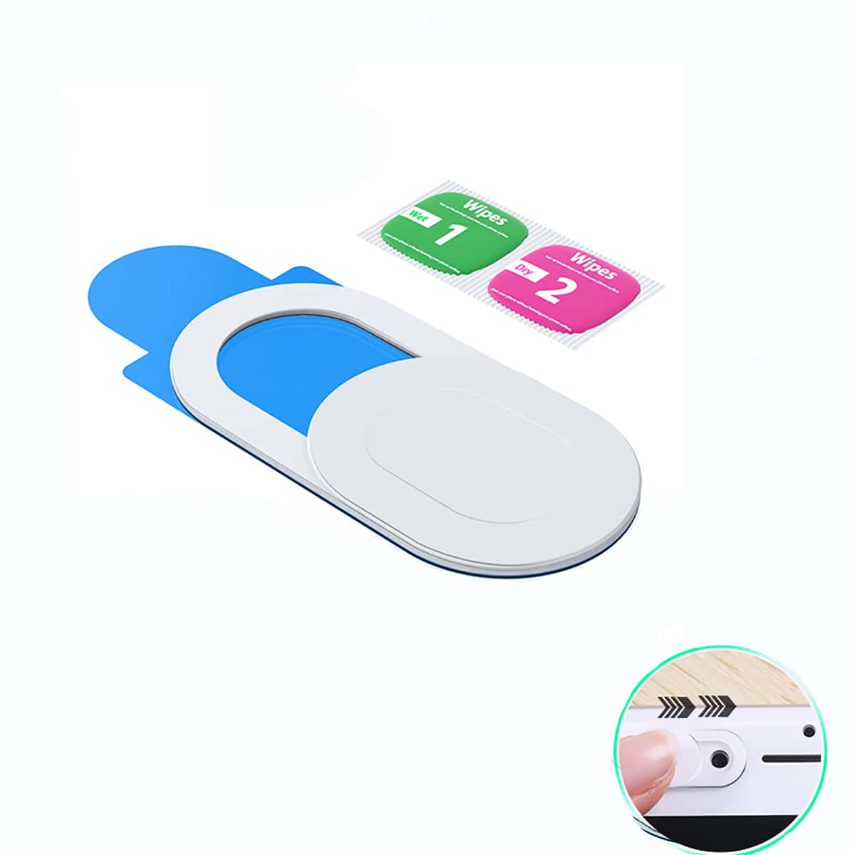 

1PC Webcam Cover With 2pcs Wipes, White