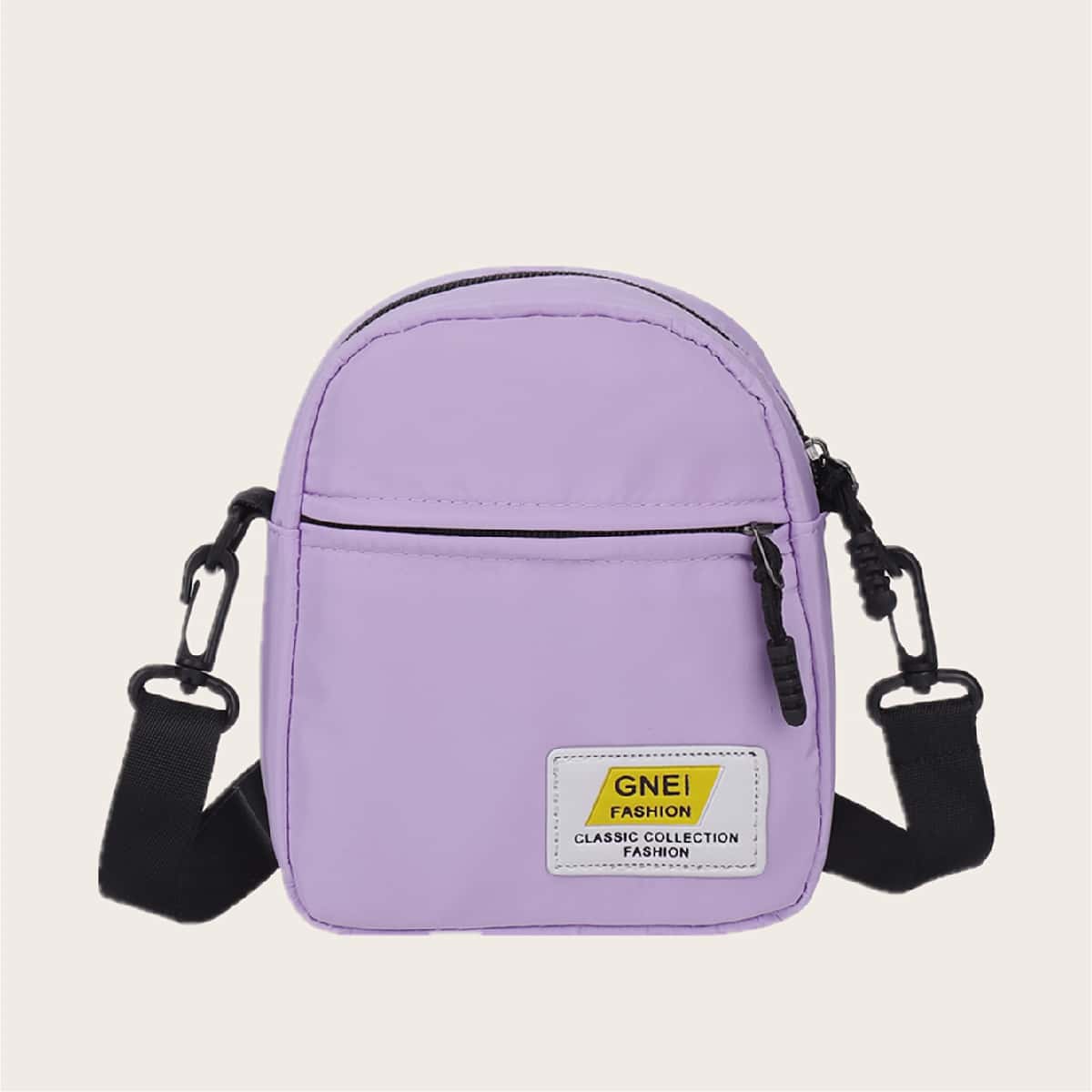 Letter Patch Crossbody Bag, Purple