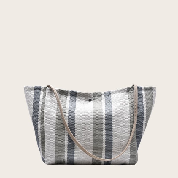 

Canvas Striped Tote Bag, Multicolor