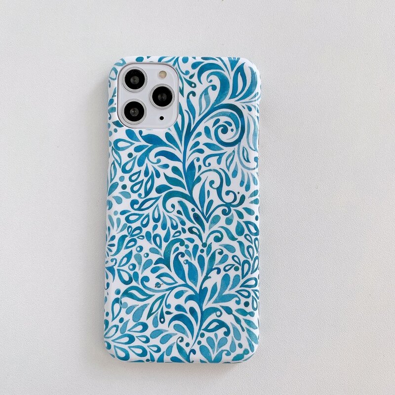 

Leaf Pattern iPhone Case, Blue