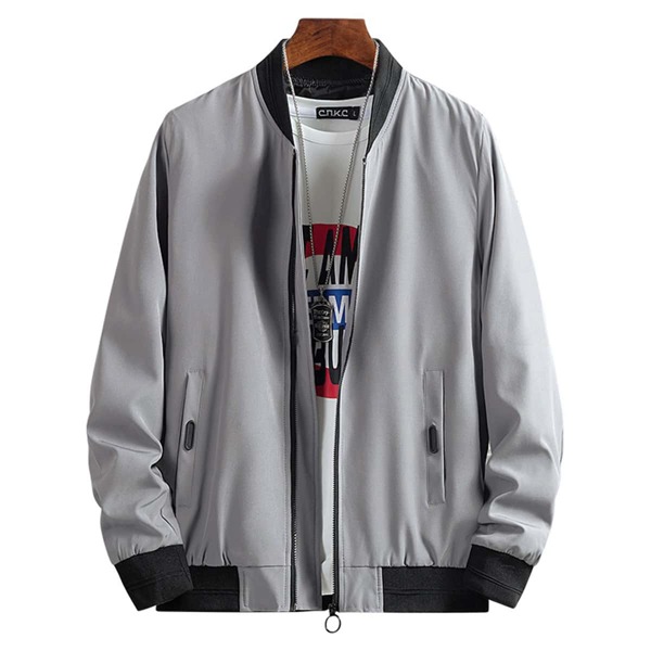 

Men Figure And Letter Graphic Jacket, Grey