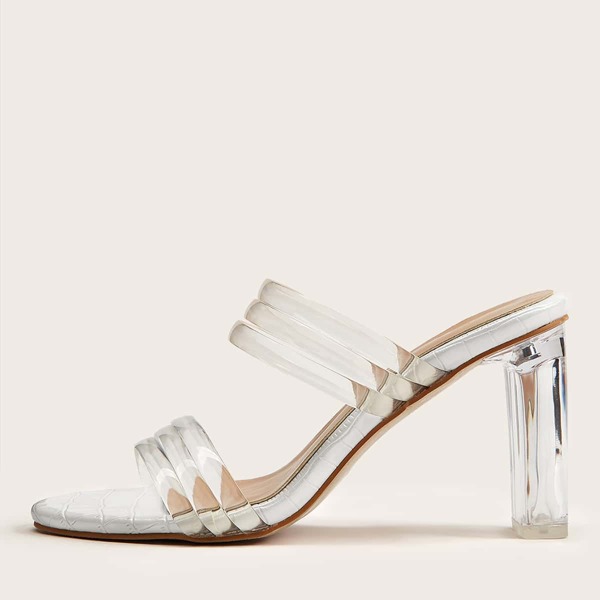 

Clear Chunky Heeled Mules