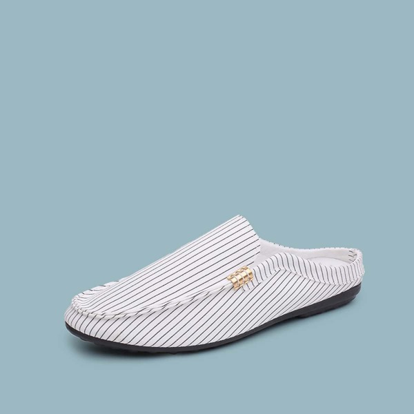 

Men Striped Graphic Loafer Mules, White