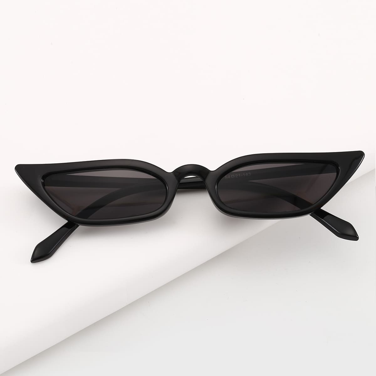 

Skinny Frame Cat Eye Sunglasses, Black