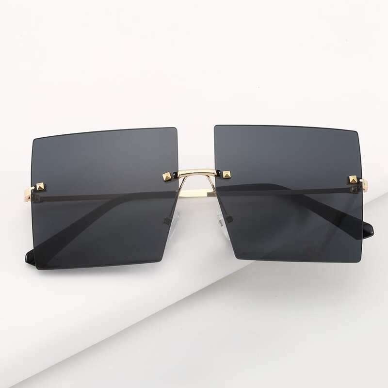 

Large Lens Rimless Sunglasses, Black