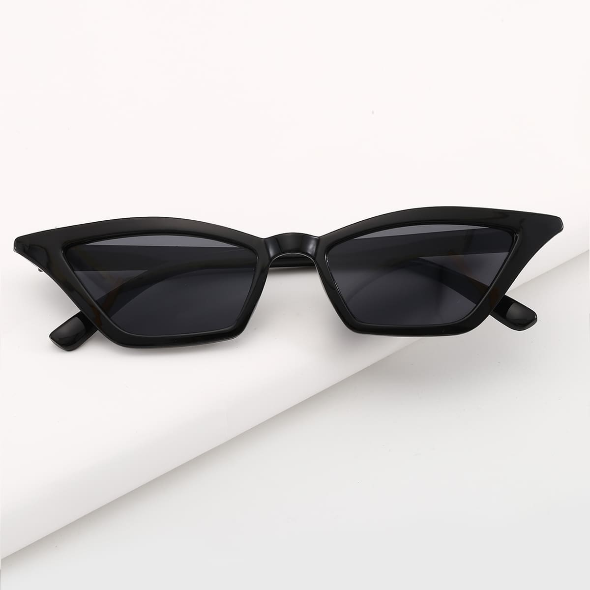

Skinny Frame Cat Eye Sunglasses, Black