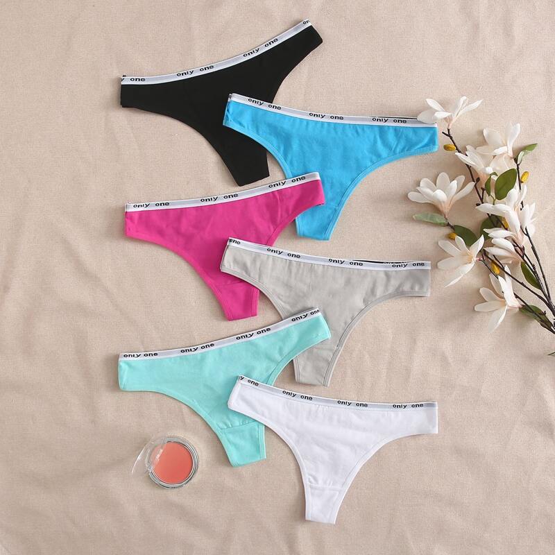 

6pack Letter Tape Panty Set, Multicolor