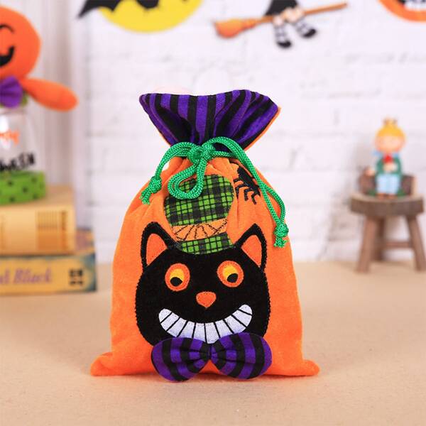 

1pc Halloween Drawstring Candy Bag, Multicolor