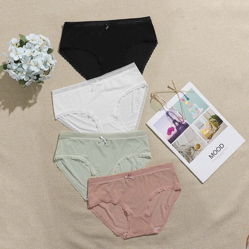 

4pack Lace Trim Panty Set, Multicolor