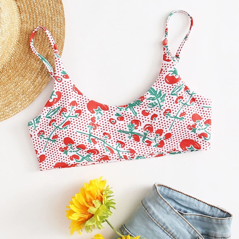 

Polka Dot & Fruit Bikini Top, Multicolor