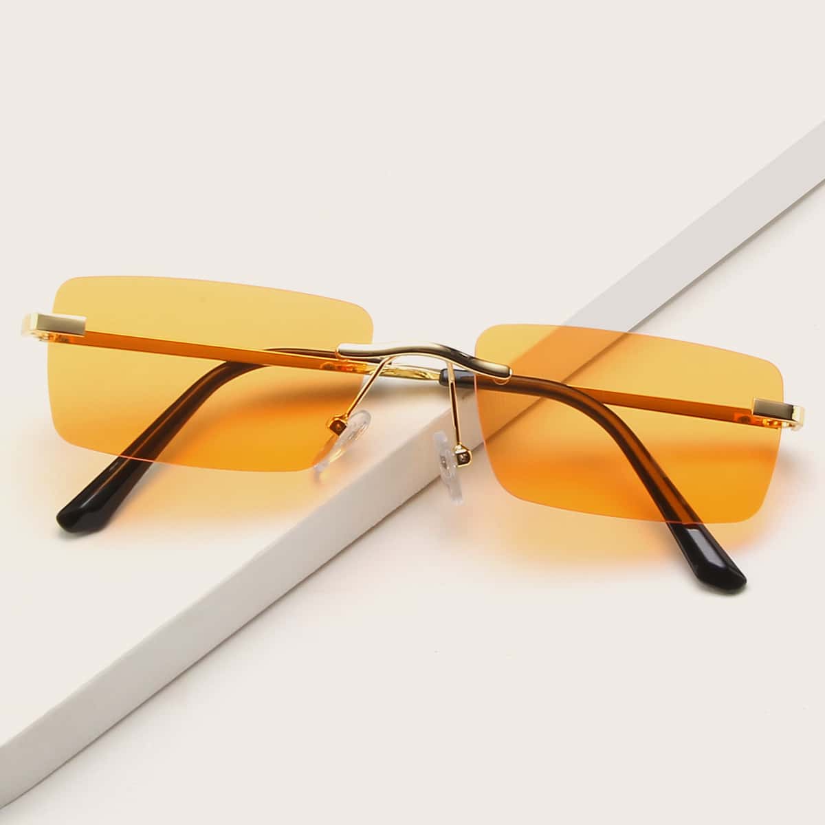 

Tinted Lens Rimless Sunglasses, Yellow
