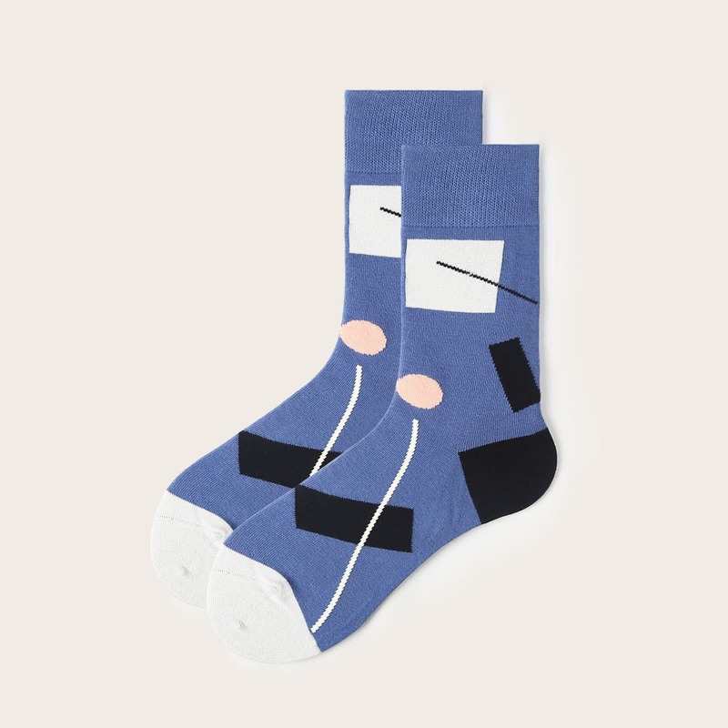 

Guys Geometric Pattern Socks, Blue