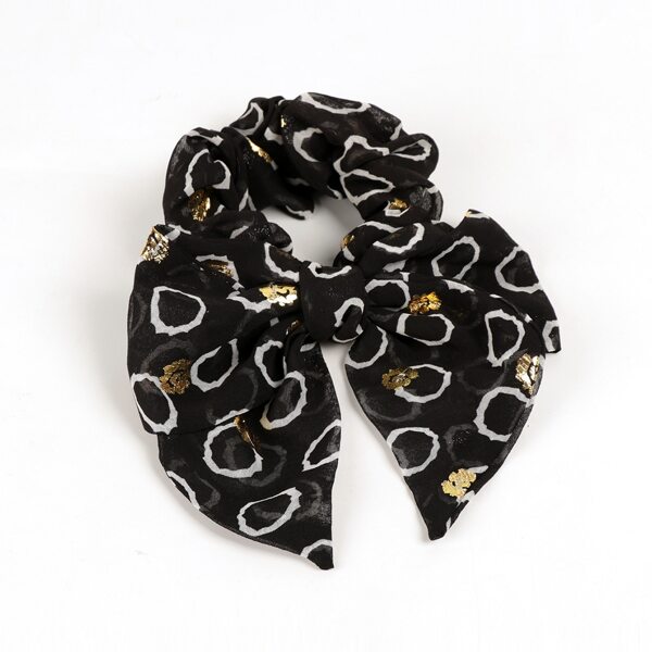 

Geometric Pattern Bow Decor Scrunchie, Black and white