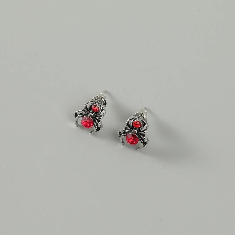

Guys Spider Decor Stud Earrings, Red