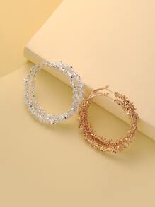 2pairs Metal Hoop Earrings - Multicolor - View 1