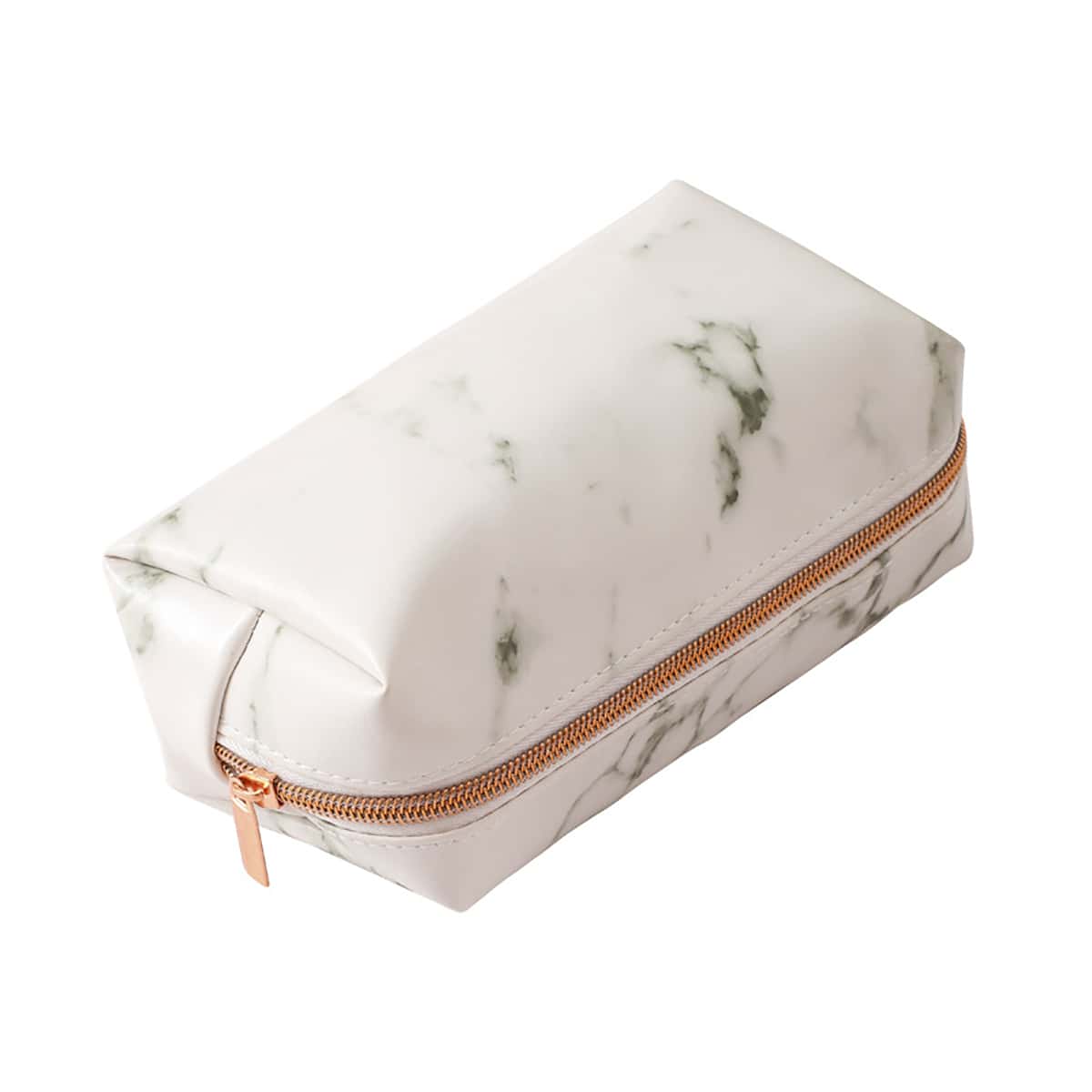 

Marble Print Zipper Pencil Bag, White