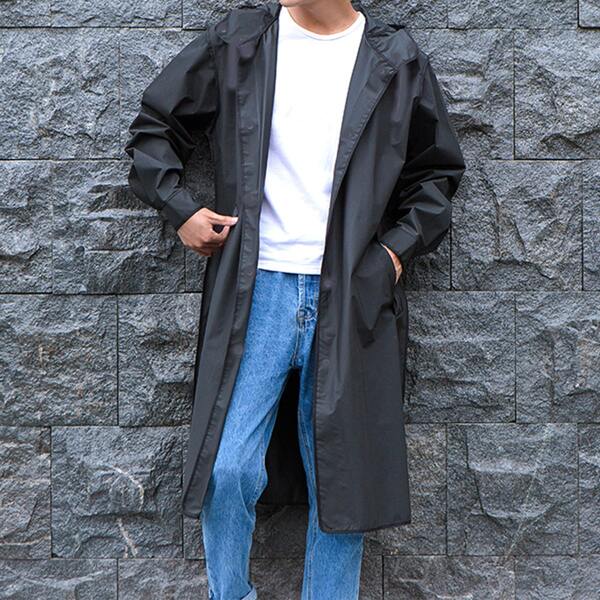 

Plain Thick Raincoat, Black