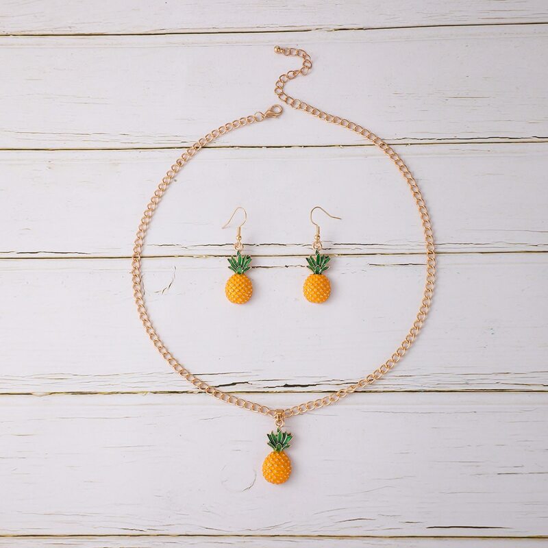 

3pcs Pineapple Jewelry Set, Yellow