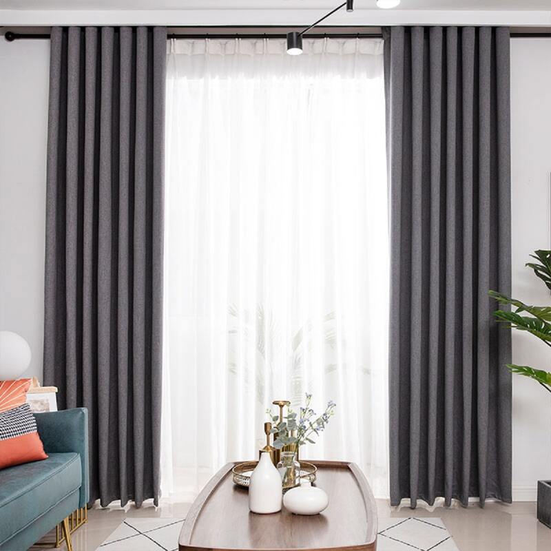 

1pc Solid Blackout Curtain, Grey