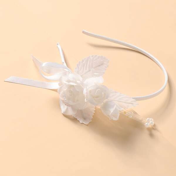 

Toddler Girls Flower Decor Hair Hoop, White